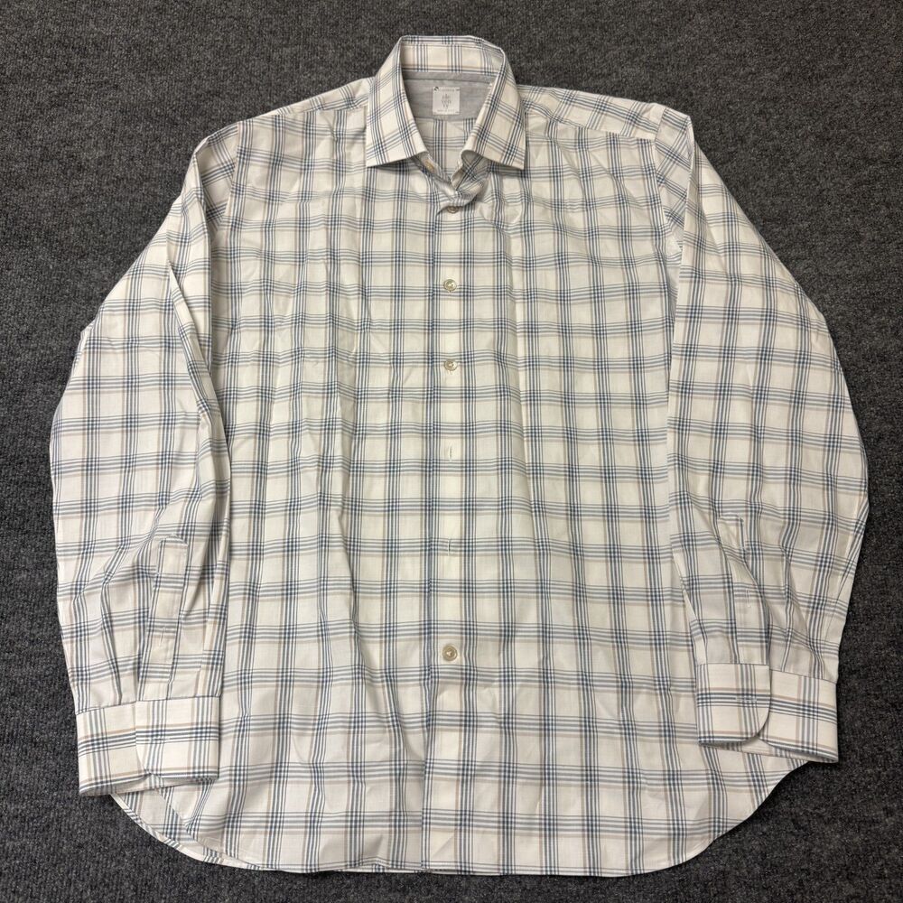 Eleventy Shirt Mens 3X Slim Plaid Button Dandy Cotton Lightweight Made In Italy